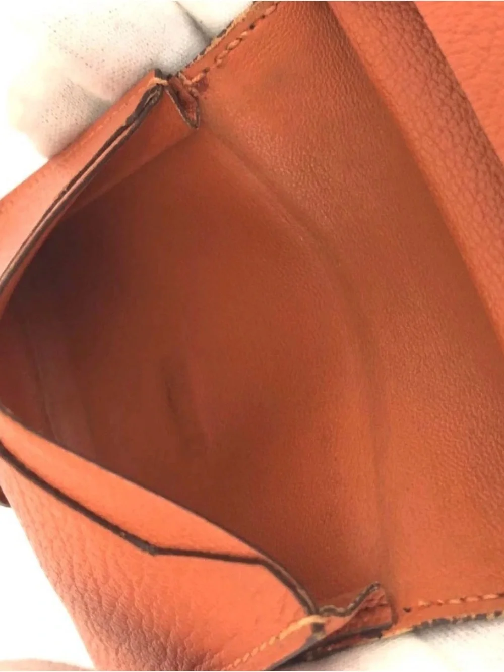 Authentic Hermès Béarn Compact Wallet Orange Leather PHW H - Picture 3 of 8